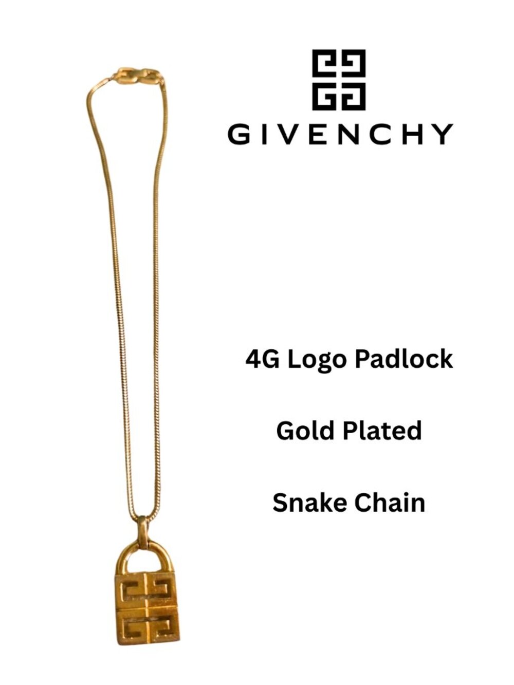 GIVENCHY 4G Padlock Logo Gold Plated Necklace - Great Condition
